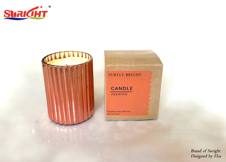 Jasmine Scented Golden Electroplated Glass Tumbler Candle Packaging