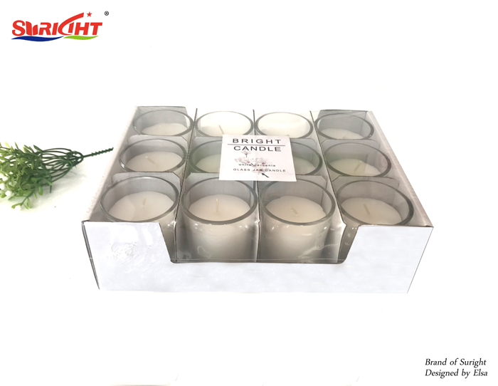 12pc White Gardenia Scented Glass Candles Set
