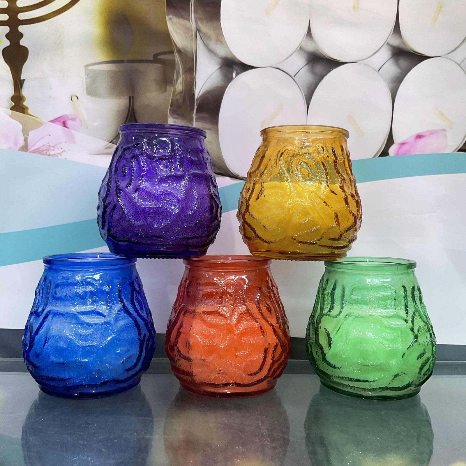 Night Light Colored Glass Candle Scented