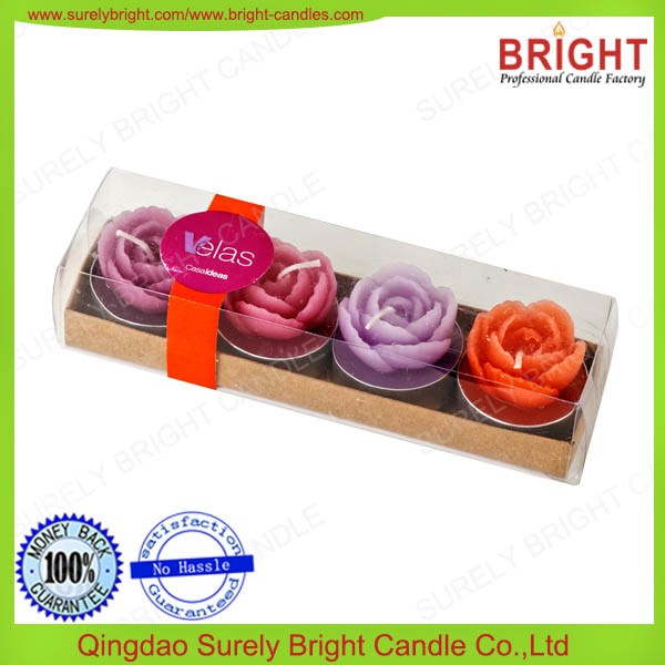 Best Selling Rose Flower Shape Tealight Candles with Gift Packing