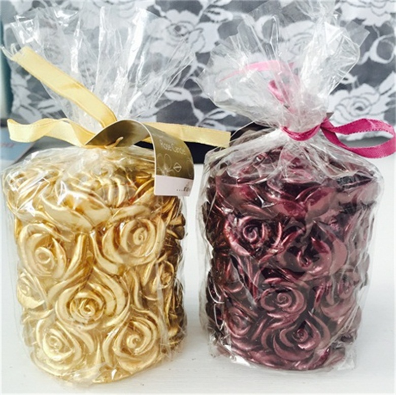 Modest Luxury Christmas Gift Glitter Flower Sculpture Effect Art Craft Pillar Candle