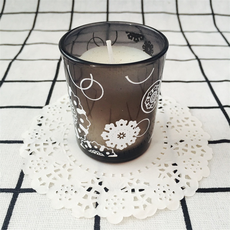 Printing Effect Glitter Decor Pure Paraffin Wax Glass Jar Candle