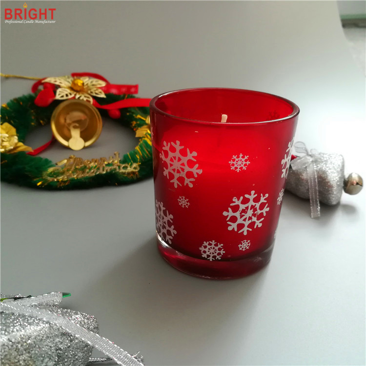 Red Christmas vanilla scented decorative glass jar candles