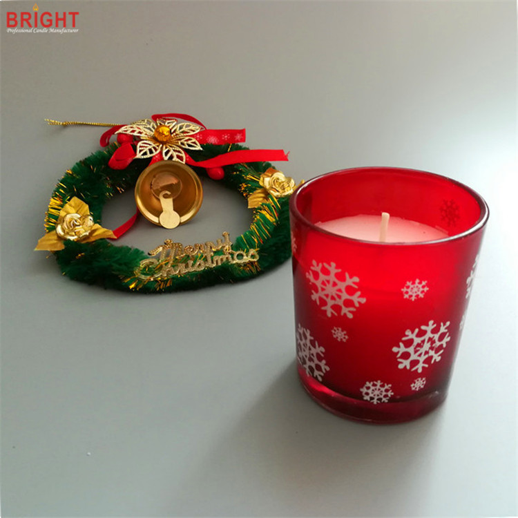 Red Christmas vanilla scented decorative glass jar candles