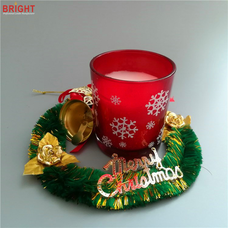 Red Christmas vanilla scented decorative glass jar candles
