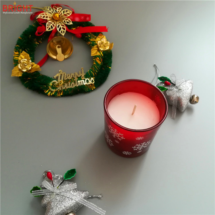 Red Christmas vanilla scented decorative glass jar candles