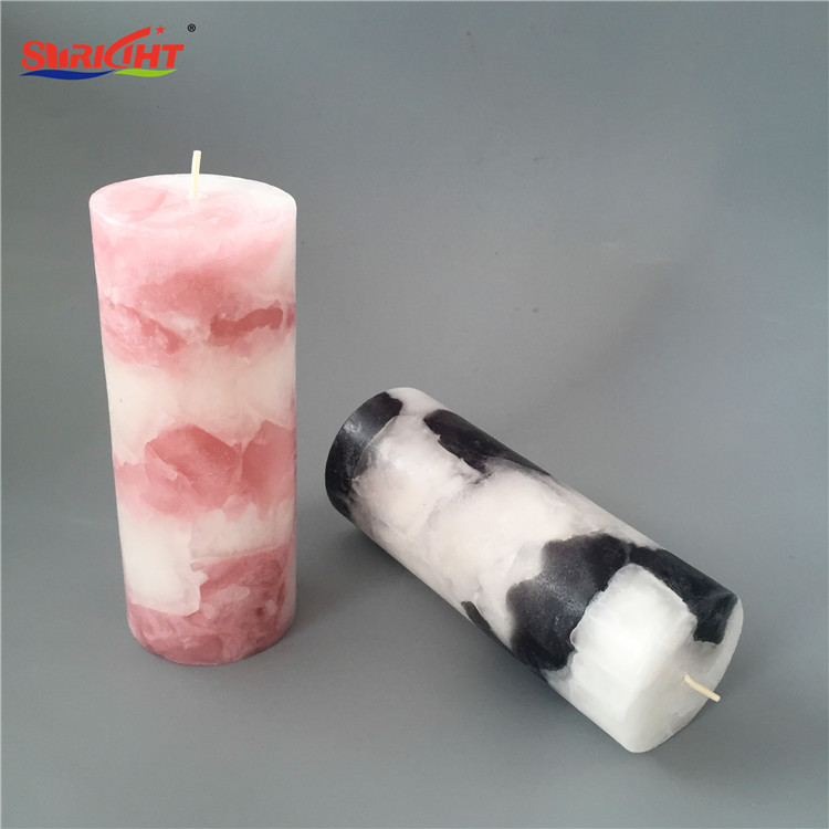 Pure Paraffin Wax Marble Stone Shape Luxury Decorative Pillar Candle