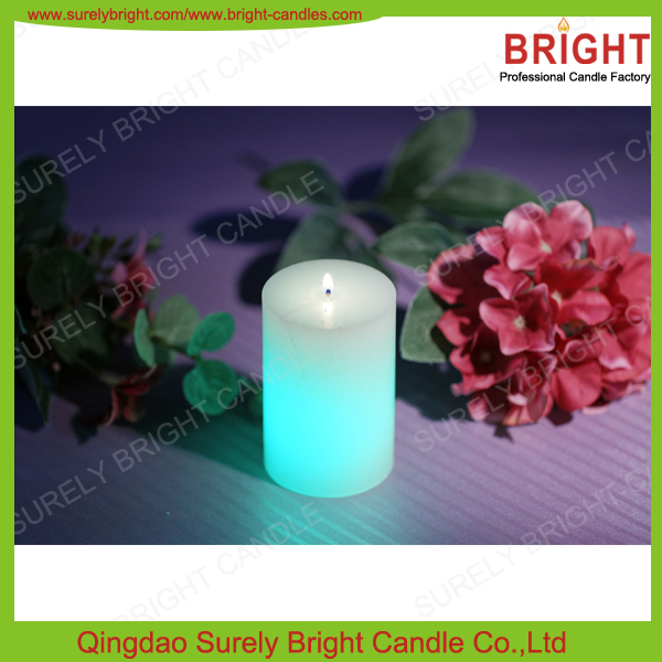 New Design LED Real Wax Pillar Candle With Scented