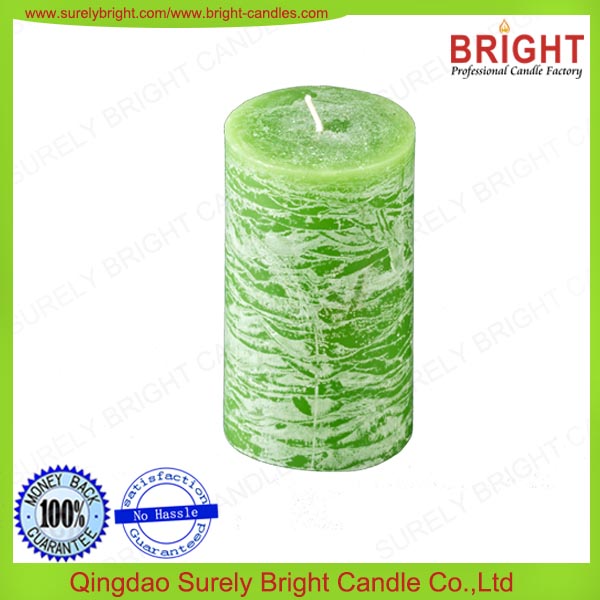 Hoar Frost Effect Rustic Decorative Pillar Candles