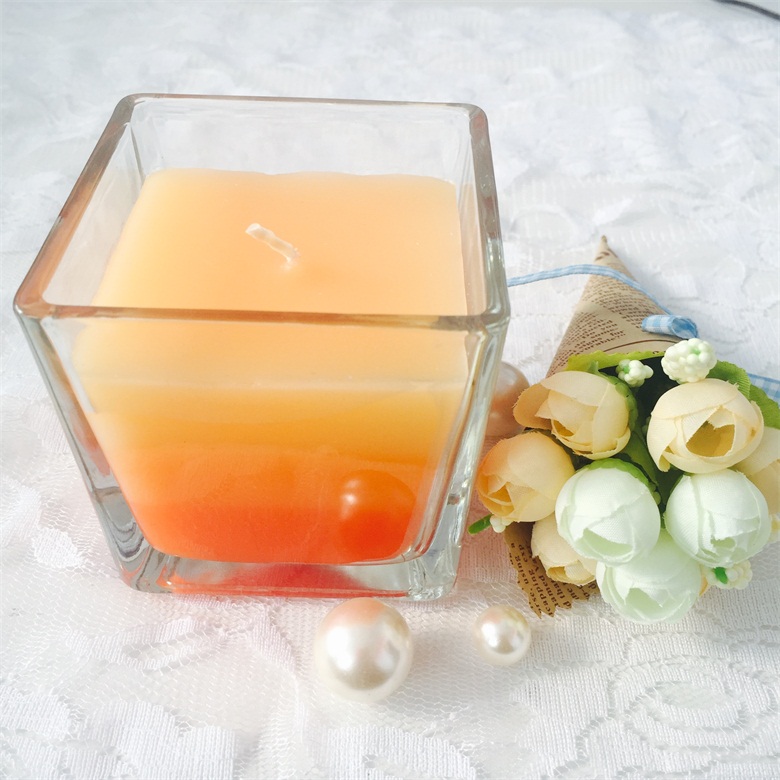 2017 Leading Modest Luxury Design 3Layered Gradient Colored Glass Jar Candles