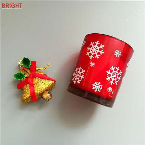 Red Christmas vanilla scented decorative glass jar candles