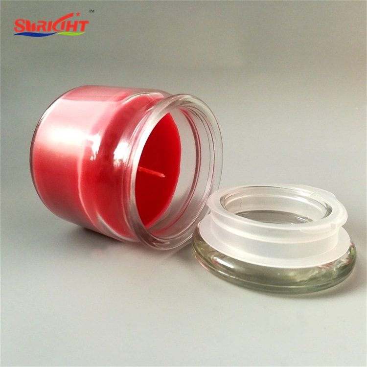Red 70g 3oz Glass Lid Rose Scent Candy Jar Glass Lid Candle