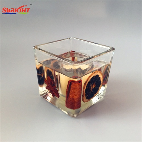 Clear Square Glass Jar Limon Scented Decorative Gel Jelly Candles