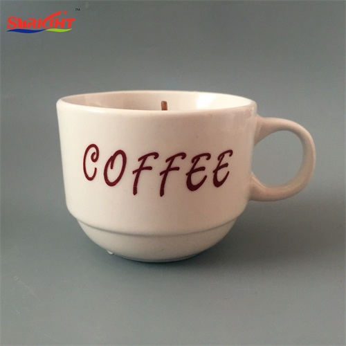 White Coffee Cup Decorative Christmas Handmade Print Logo Candles