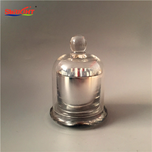 Silver Paint Decorative Glass Dome Lid Glass Design Bell top Candle Holder