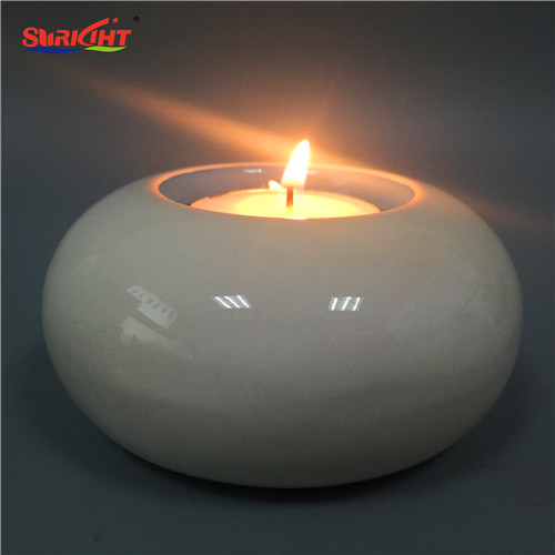 White Paint Round Zen Porcelain Hand Held Tealight Candle Holders