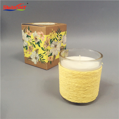 Raffia Decor Promotional Vanilla Aroma Glass Candle with Logo