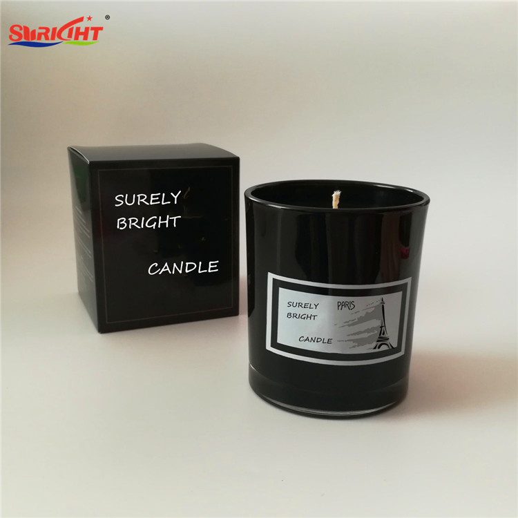 Scented Soy Wax Black Paint Glass Jar Label Sticker Candles in Unique Box Pack