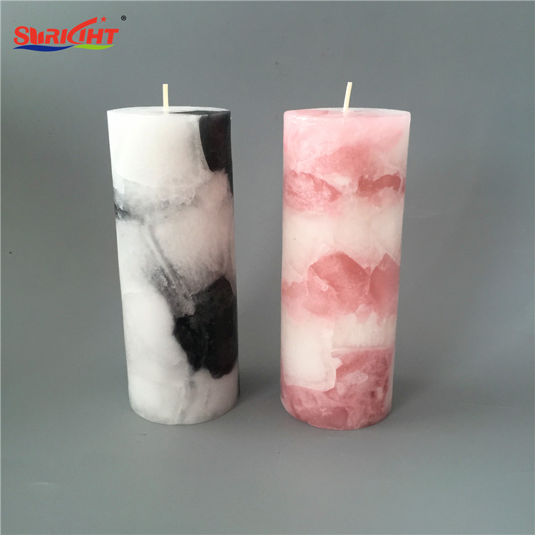 Pure Paraffin Wax Marble Stone Shape Luxury Decorative Pillar Candle