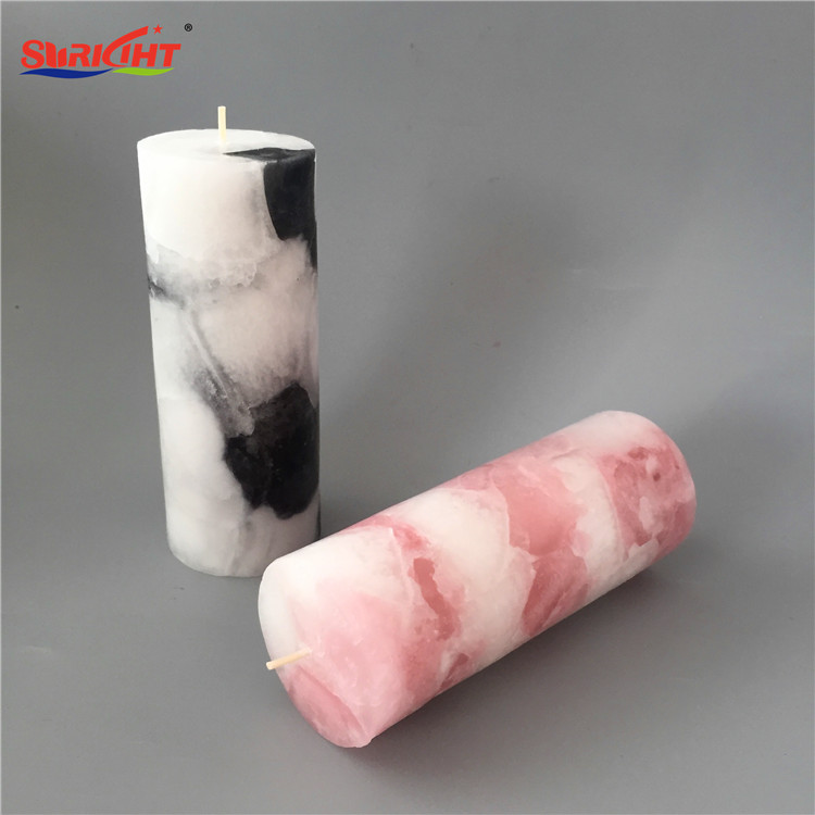 Pure Paraffin Wax Marble Stone Shape Luxury Decorative Pillar Candle