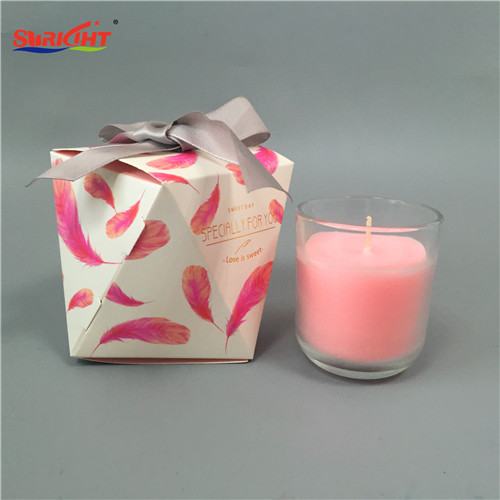 Useful Wedding Gifts Pink Rose Scented Transparent Crystal Jar Candle