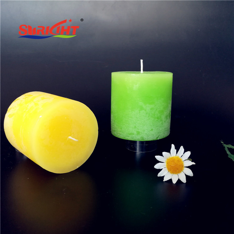 Pure Vegetable Wax Green Tea Decorated Art Pillar Candle