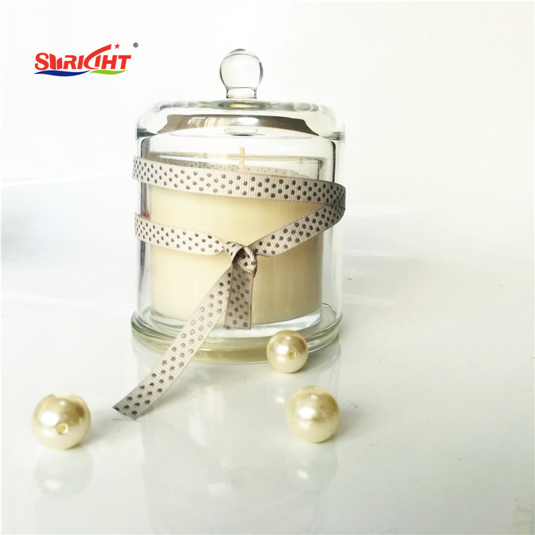 Scented Ribbon Decoration Organic Soy Wax Cloche Glass Jar British Candles