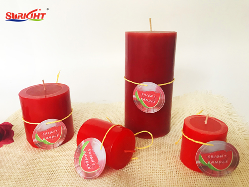 Customized the label Pillar Shape 100% Paraffin  Candle for Decoration