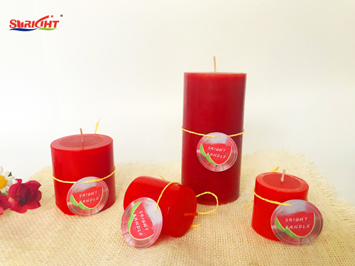 Customized the label Pillar Shape 100% Paraffin  Candle for Decoration