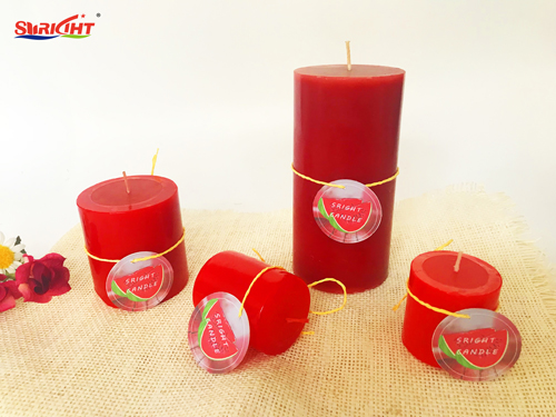 Customized the label Pillar Shape 100% Paraffin  Candle for Decoration