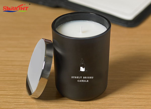 Factory Price 1pc Gift Box Luxury Matt Black Glass Scented Soybean Wax Candle with Metal Lid Wholesale