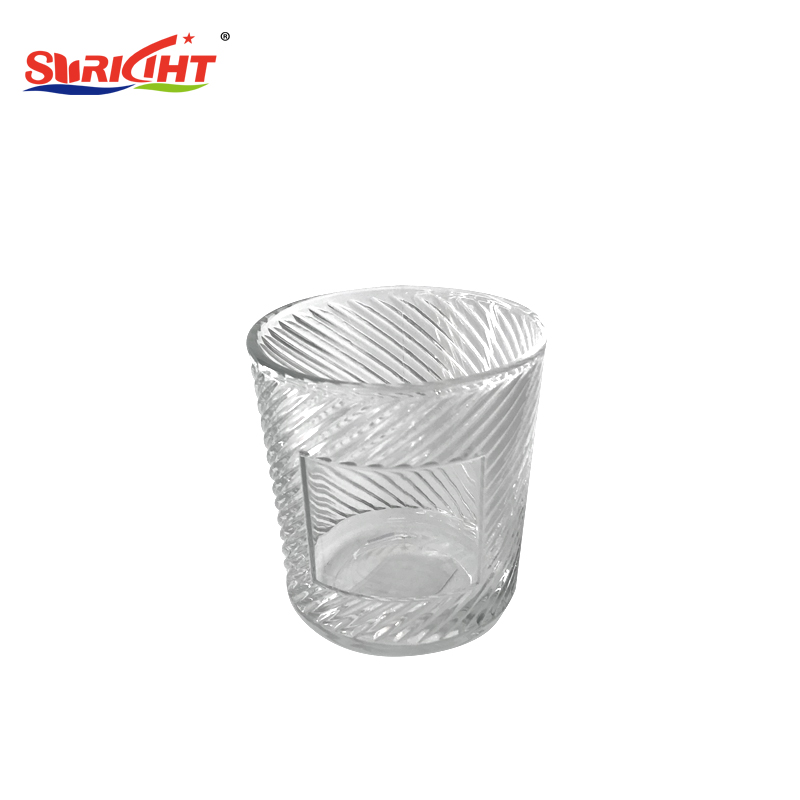 2019 White Transparent Star Pattern Glass Candle Holder