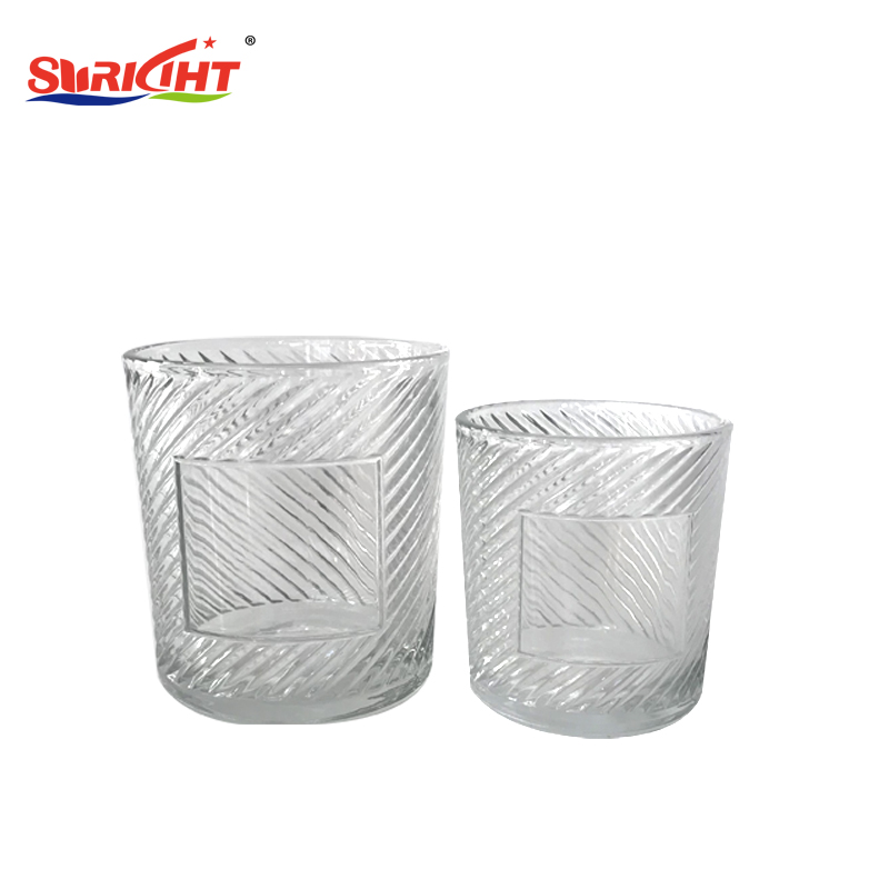 2019 White Transparent Star Pattern Glass Candle Holder