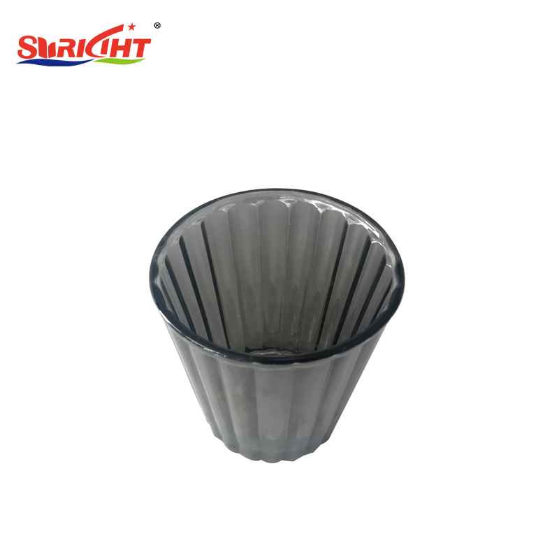 Black Transparent Vertical Pattern Electroplated Glass Candle Holder