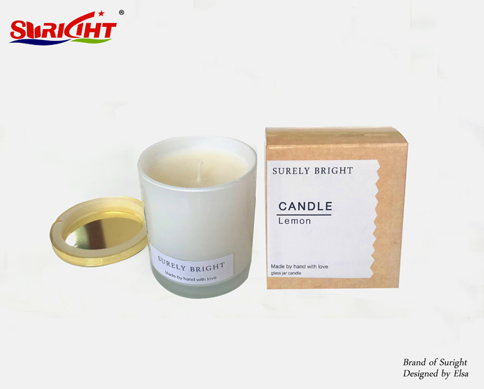 Lemon Scented Metal Lid Glass Label Candle Packaging