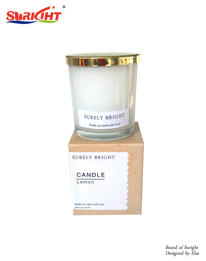 Lemon Scented Metal Lid Glass Label Candle Packaging