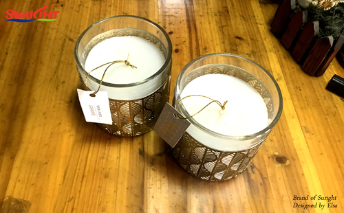 Luxury Metal Framed Glass With Soy Candles