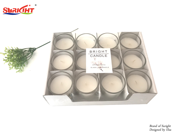 12pc White Gardenia Scented Glass Candles Set