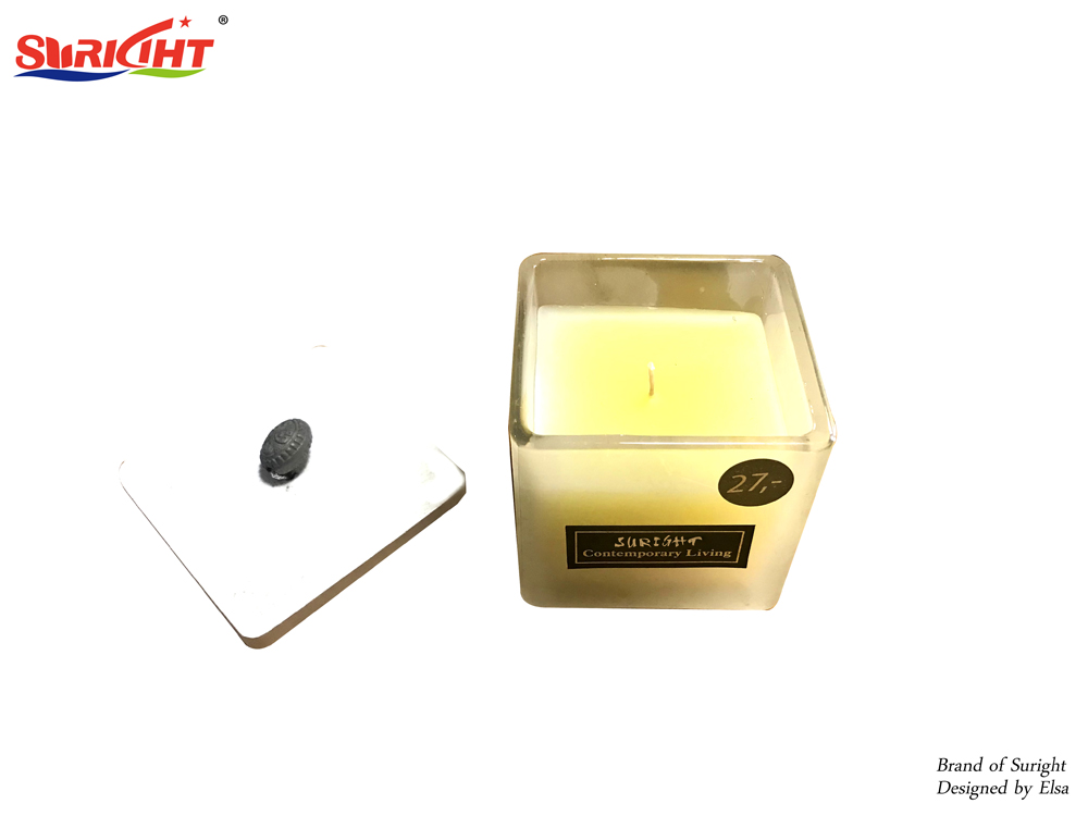 Square Frosted Glass With Wooden Lid Scented Candles