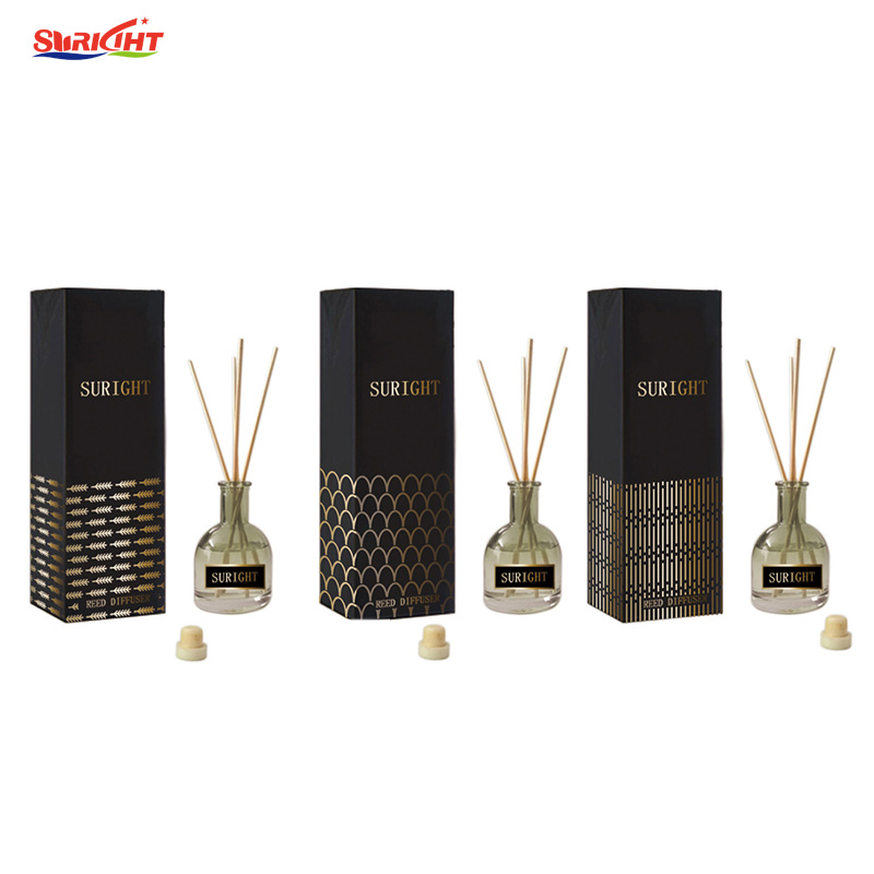 Hot sell hot stamping pattern Black tie reed diffuser fresh air scented Essential oil reed diffuser