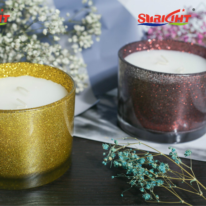 Decoration Shinning Candle Glitter Glass Holder 2 Wicks Scented Jar Candle