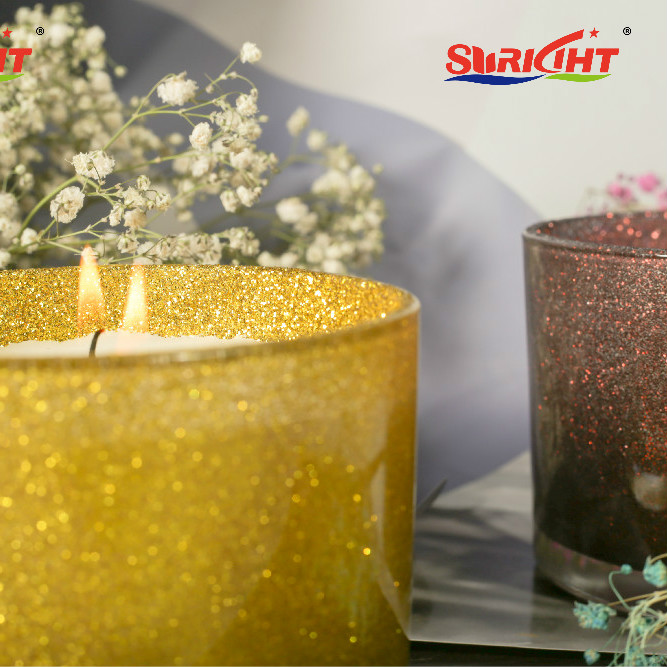 Decoration Shinning Candle Glitter Glass Holder 2 Wicks Scented Jar Candle